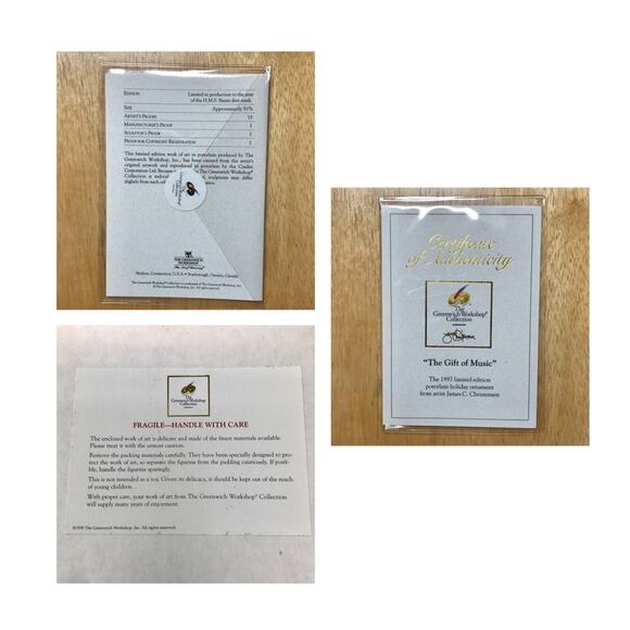 Greenwich Workshop Gift of Music Angel Porcelain Christmas Ornament  with Box - Picture 3 of 10